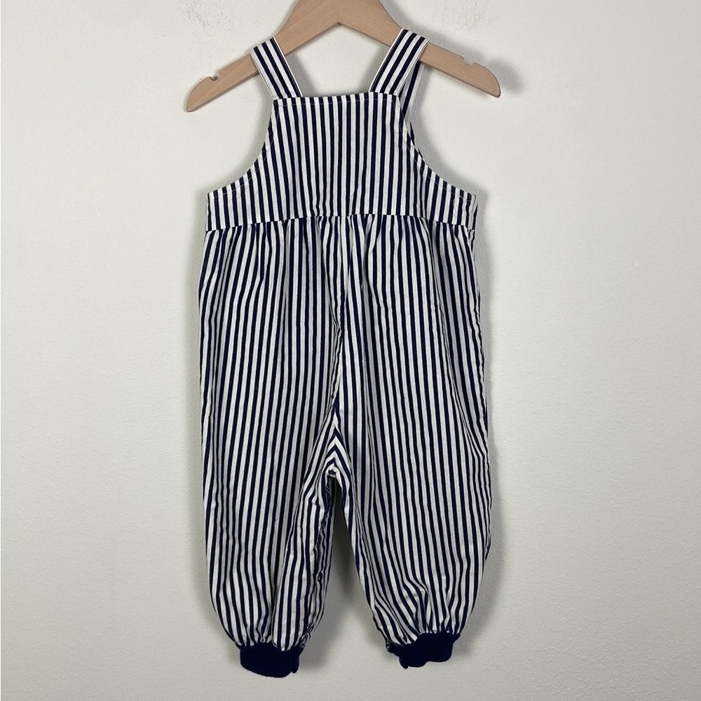 Vintage Heartstrings Baby 24 Months Striped Overalls American Flag Patch Striped - Picture 6 of 8